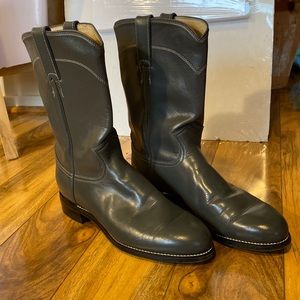 100% leather Diamond J Roper cowboy boots size 7 men’s 8.5/9 women’s grey EUC